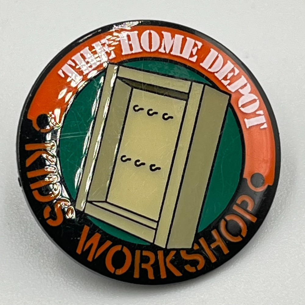 The Home Depot Kids Workshop Enamel Pin Key Holder Project Orange Green Retro